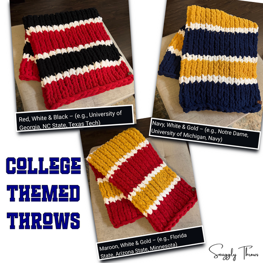 Custom College-Themed Chunky Throw Blanket – 50x60" | Personalized School Colors