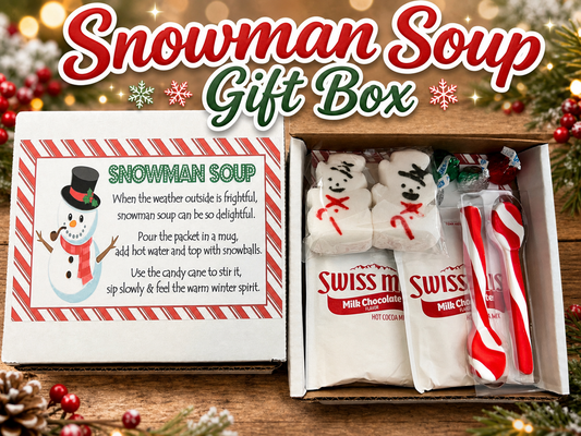 Snowman Soup Gift Box with Notecard | Winter Party Box | Autumn Party Kit | Hot Cocoa Party Favor | Hot Chocolate Peeps Gift Box Marshmallow