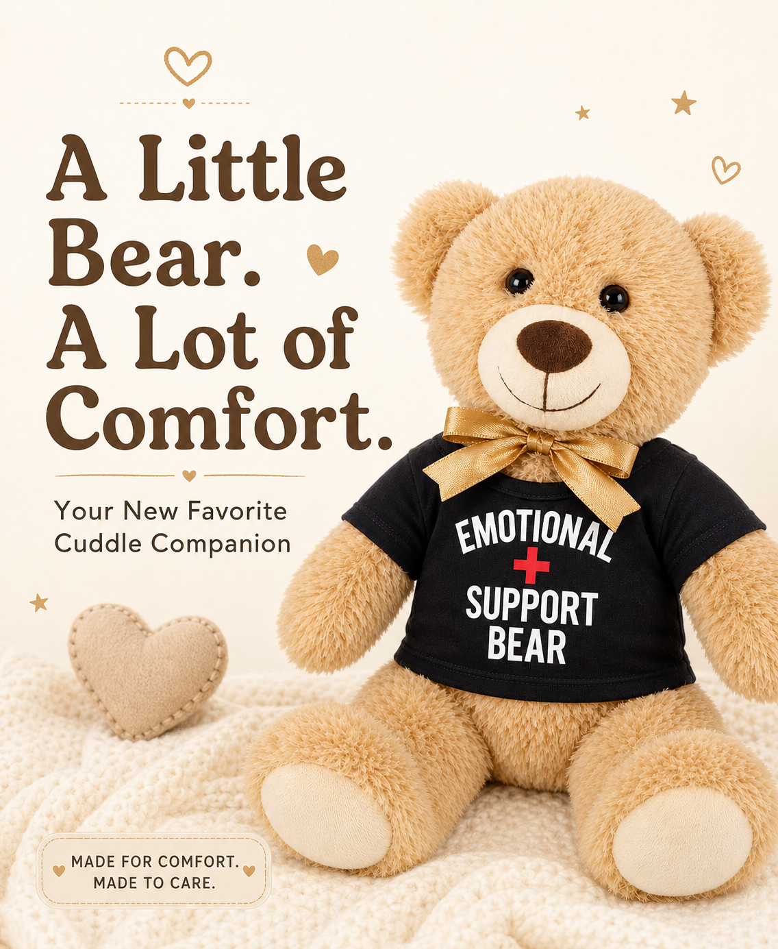 Emotional Support Teddy Bear, 14-Inch Plush Stuffed Animal