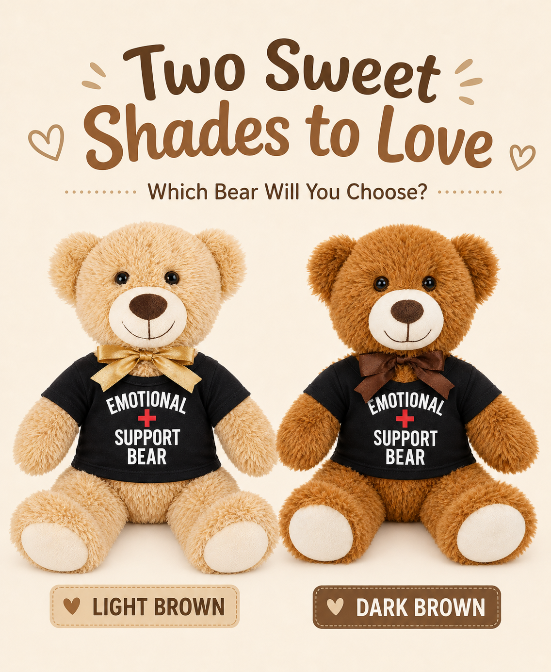 Emotional Support Teddy Bear, 14-Inch Plush Stuffed Animal