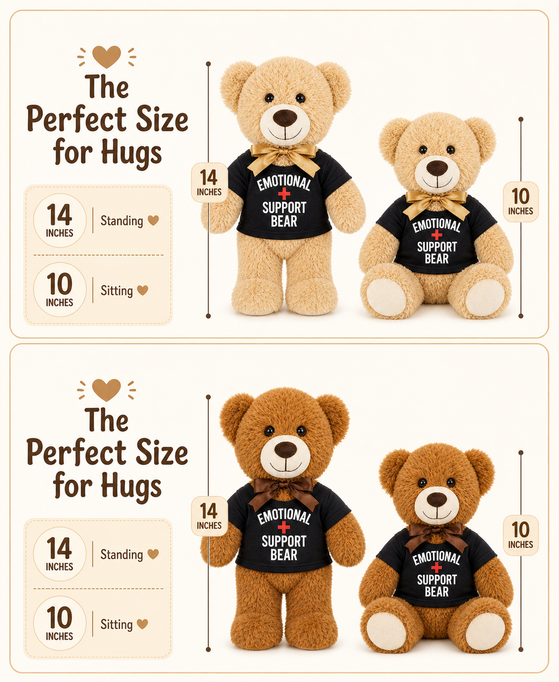 Emotional Support Teddy Bear, 14-Inch Plush Stuffed Animal