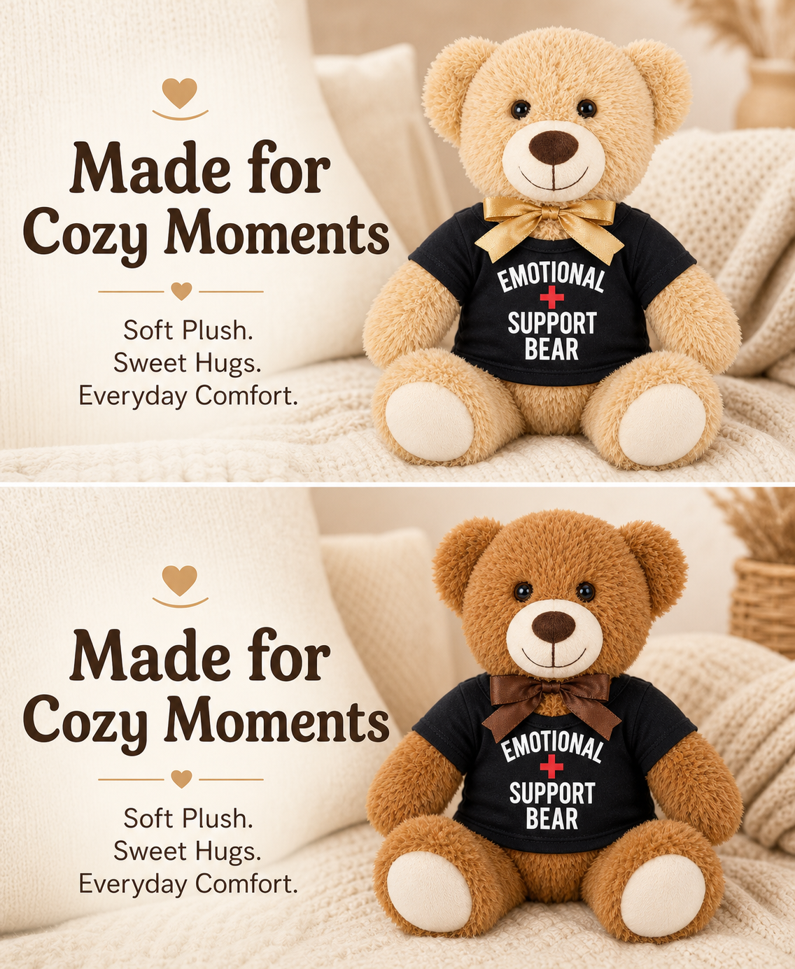 Emotional Support Teddy Bear, 14-Inch Plush Stuffed Animal
