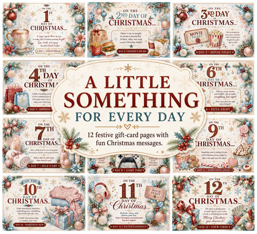 12 Days of Christmas Gift Card Book | Money Holder, Holiday Surprise Pages