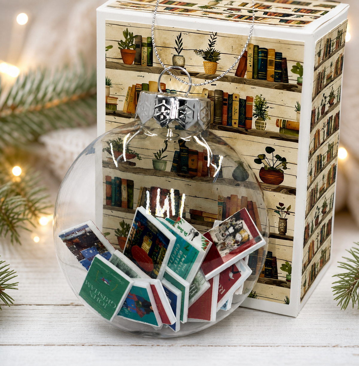 Miniature Books Holiday Ornament, 20 Christmas Titles, Book Lover Keepsake, Literary Tree Decor