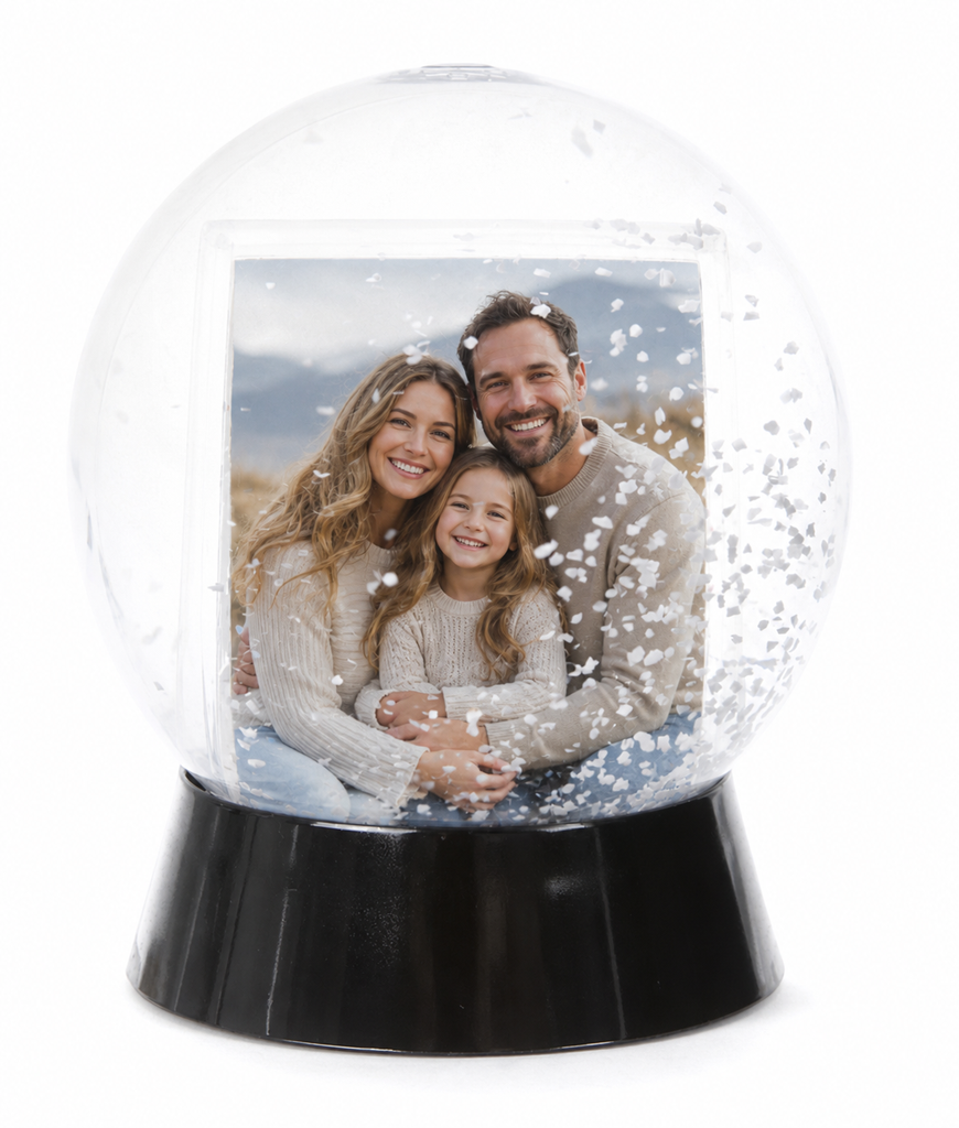 Personalized Photo Snow Globe, Double-Sided Custom Picture Keepsake