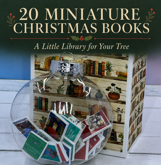 Miniature Books Holiday Ornament, 20 Christmas Titles, Book Lover Keepsake, Literary Tree Decor