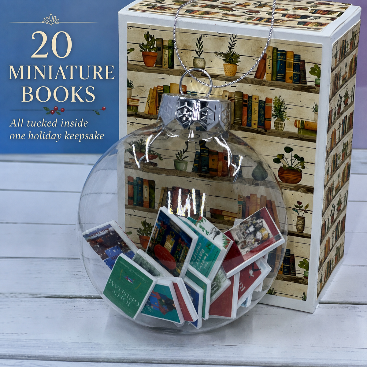Miniature Books Holiday Ornament, 20 Christmas Titles, Book Lover Keepsake, Literary Tree Decor