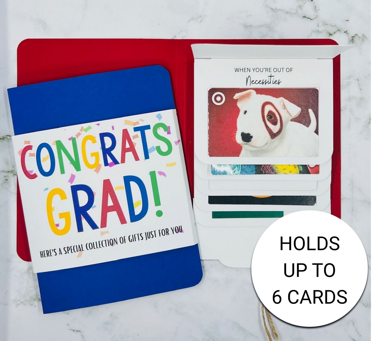 Graduation Waterfall Gift Card Booklet | Cash Money Holder | Interactive Graduation Card | Holds 6 Gift Cards