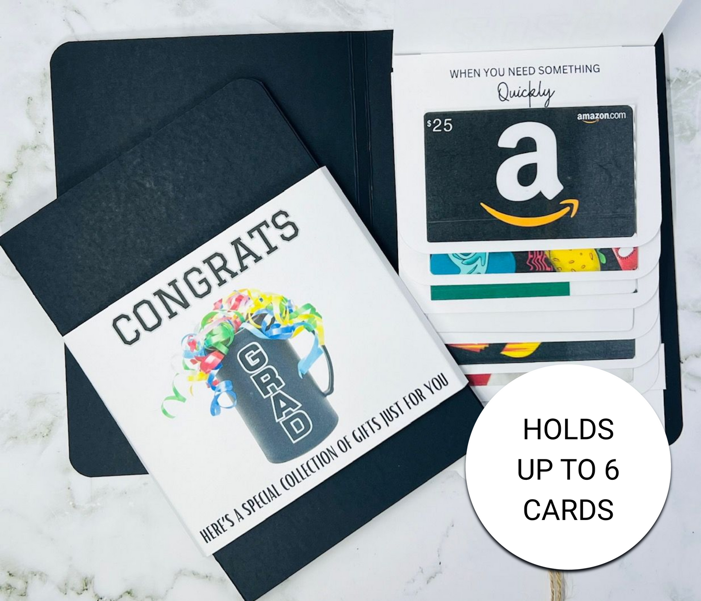 Graduation Waterfall Gift Card Booklet | Cash Money Holder | Interactive Graduation Card | Holds 6 Gift Cards