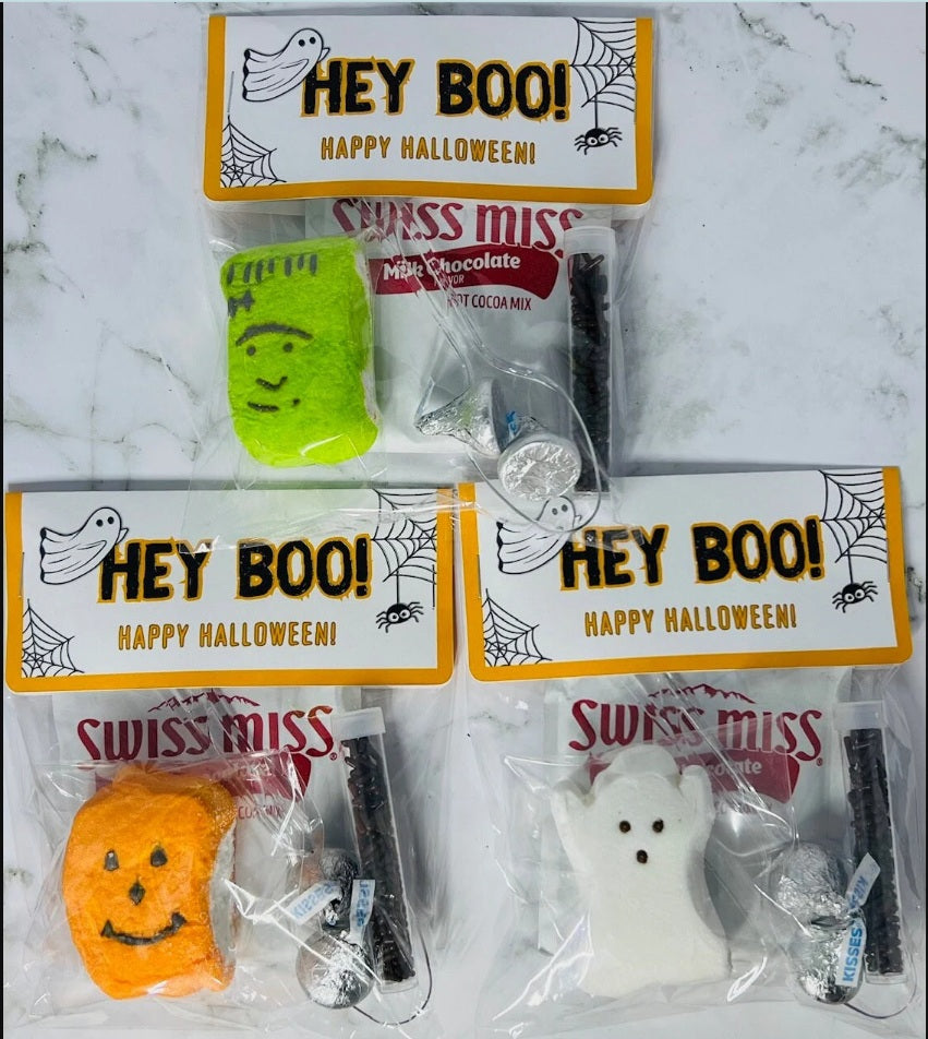 Halloween Hot Cocoa Treat Bag | School Halloween Party Favors | Halloween Party Bags | Halloween Party Favor Bags | Hot Cocoa Peeps Party Favor