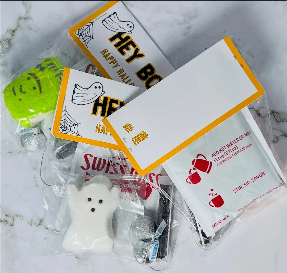 Halloween Hot Cocoa Treat Bag | School Halloween Party Favors | Halloween Party Bags | Halloween Party Favor Bags | Hot Cocoa Peeps Party Favor