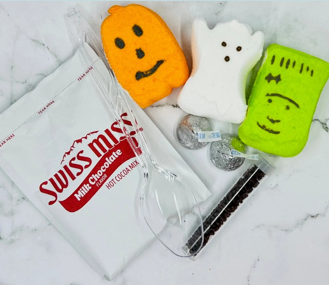 Halloween Hot Cocoa Treat Bag | School Halloween Party Favors | Halloween Party Bags | Halloween Party Favor Bags | Hot Cocoa Peeps Party Favor
