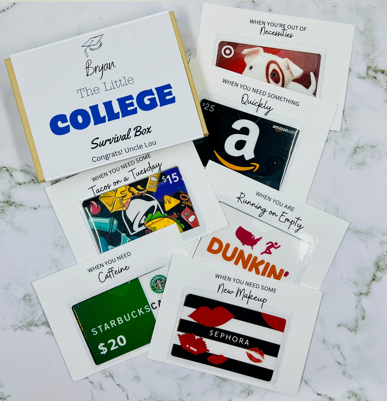 College Survival Box, College Gift Box, Gift Card Holder, Money Holder, College Care Package