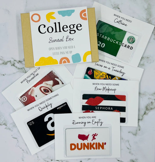 College Survival Box, College Gift Box, Gift Card Holder, Money Holder, College Care Package