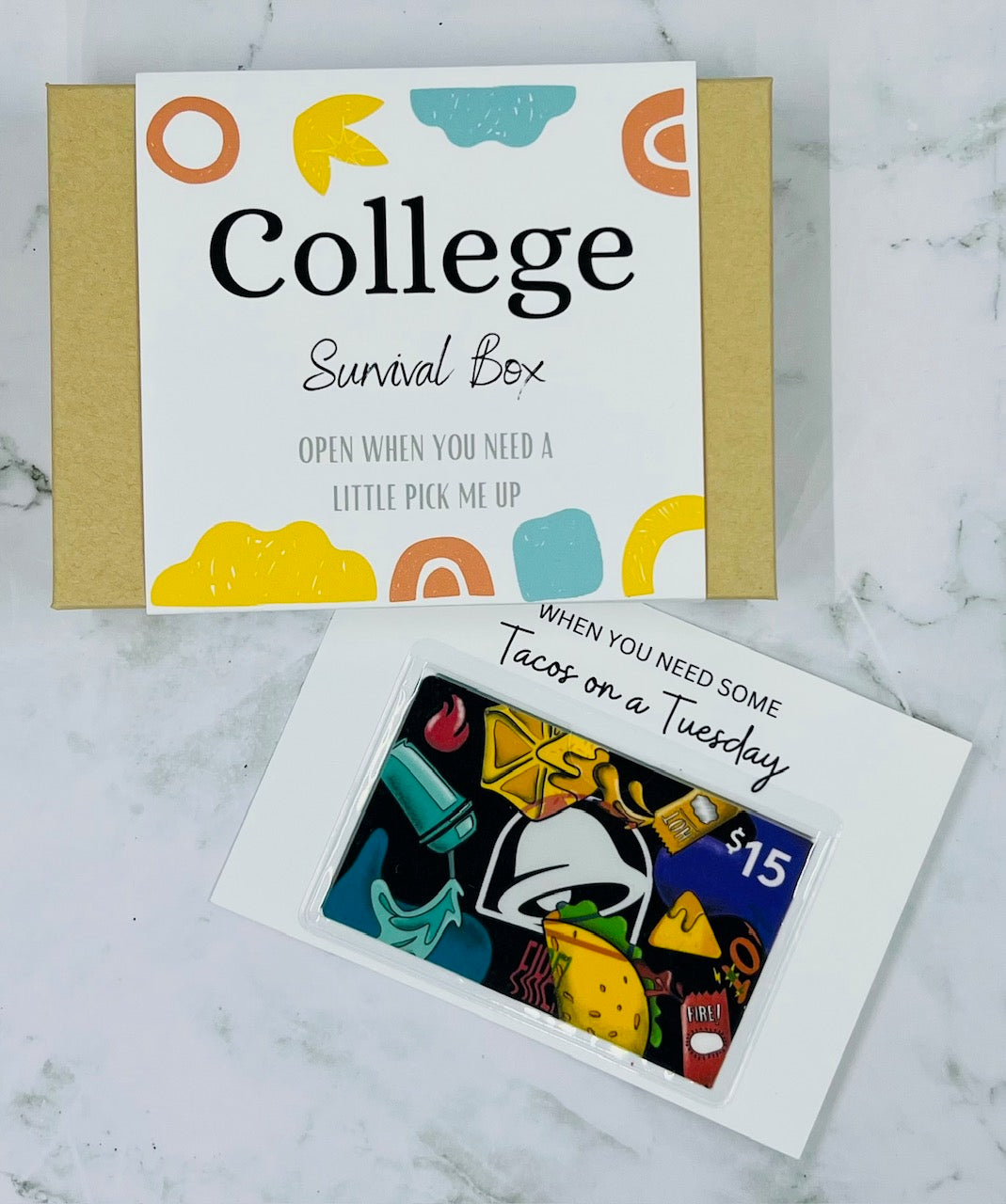 College Survival Box, College Gift Box, Gift Card Holder, Money Holder, College Care Package