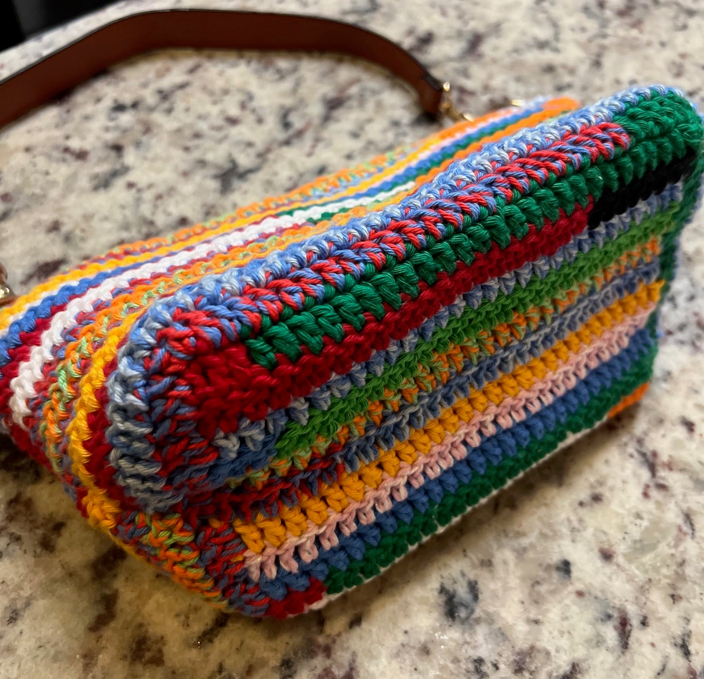 Multicolor Crochet Pouch with Detachable Strap
