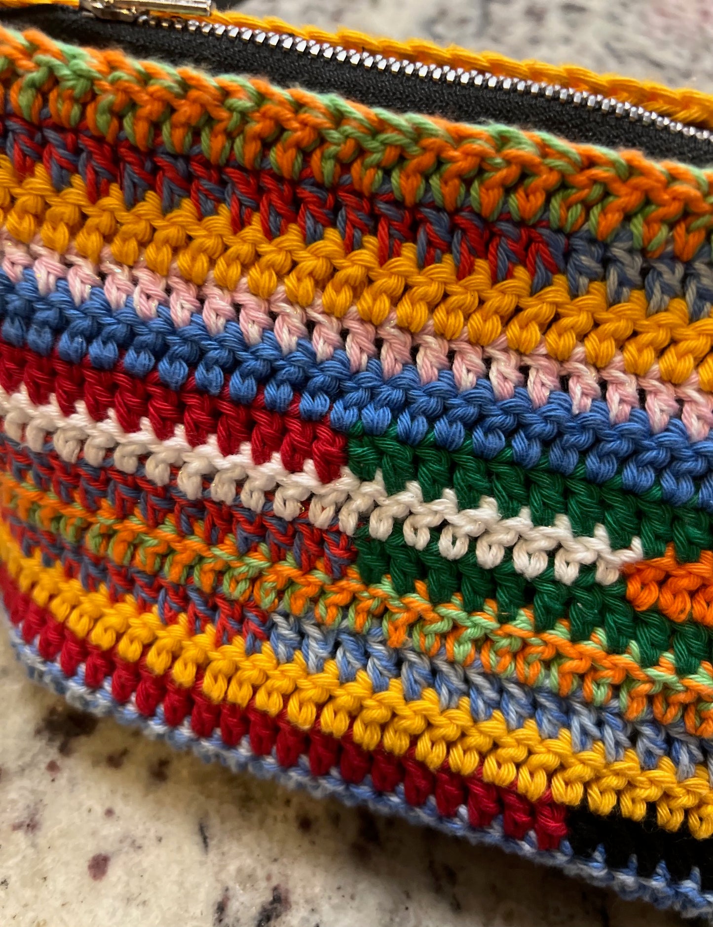 Multicolor Crochet Pouch with Detachable Strap
