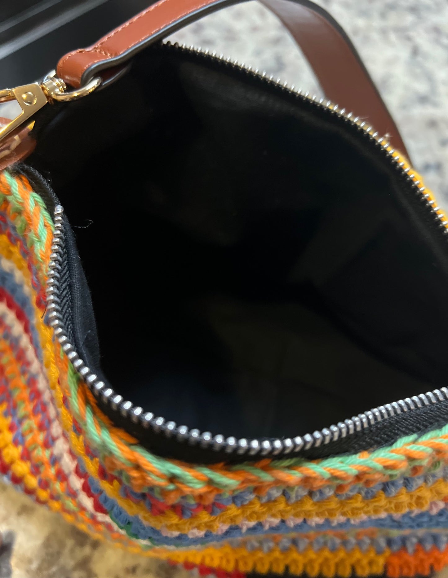 Multicolor Crochet Pouch with Detachable Strap