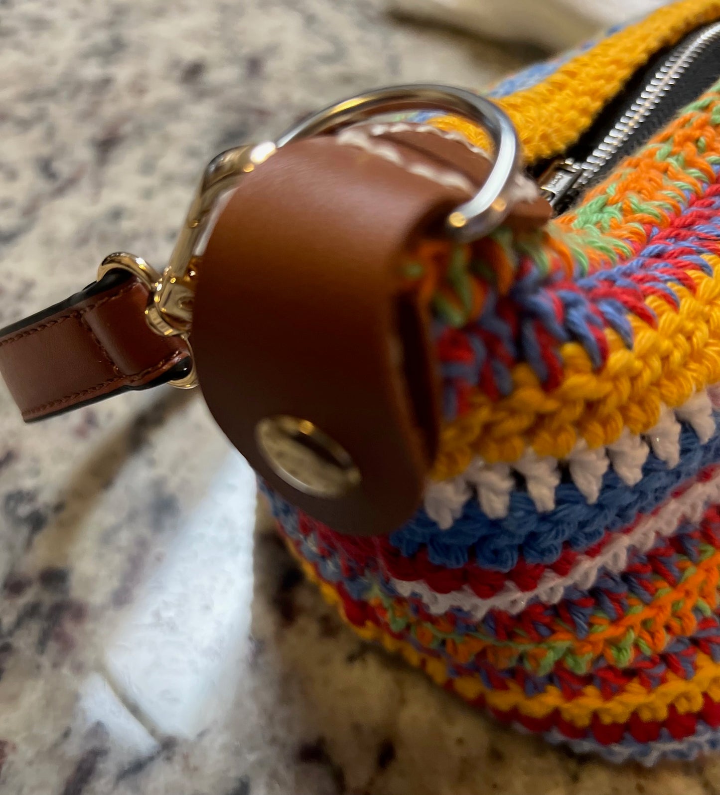 Multicolor Crochet Pouch with Detachable Strap