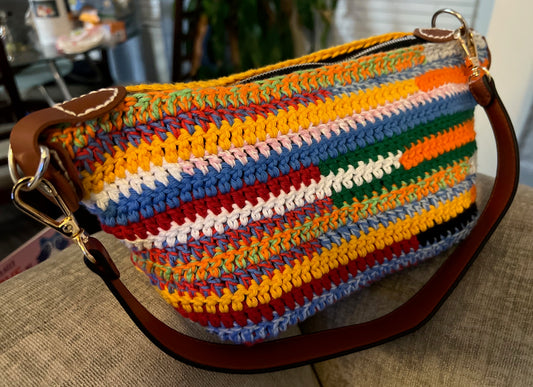 Multicolor Crochet Pouch with Detachable Strap