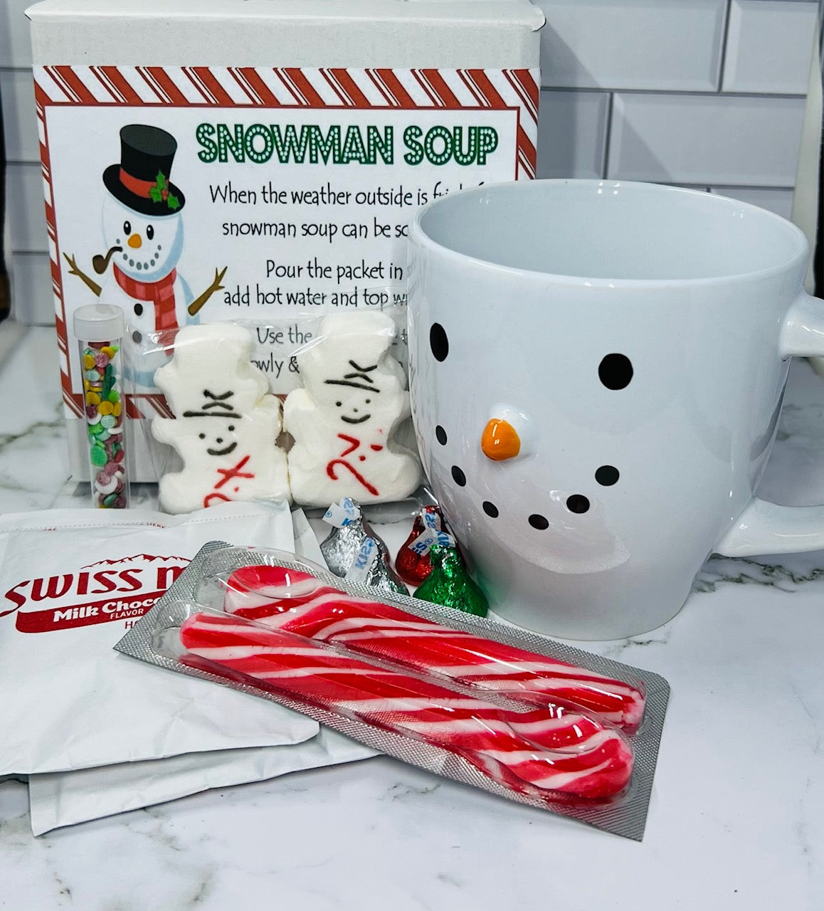Snowman Soup Gift Set with Personalized Note Card, Winter Party Box, Autumn Party Kit, Hot Cocoa Party Favor, Hot Chocolate Peeps Gift Box