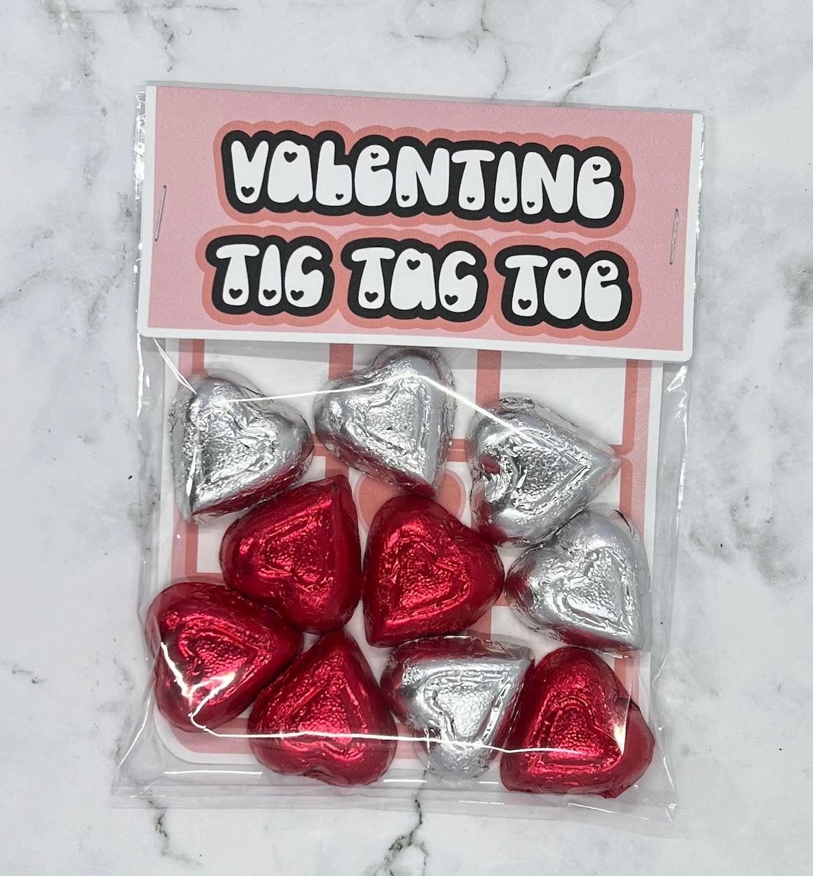 Valentine Tic Tac Toe Treat Bag | Fun Valentine’s Day Game Gift with Milk Chocolate Hearts | Perfect for Kids & Classroom Valentine Handouts