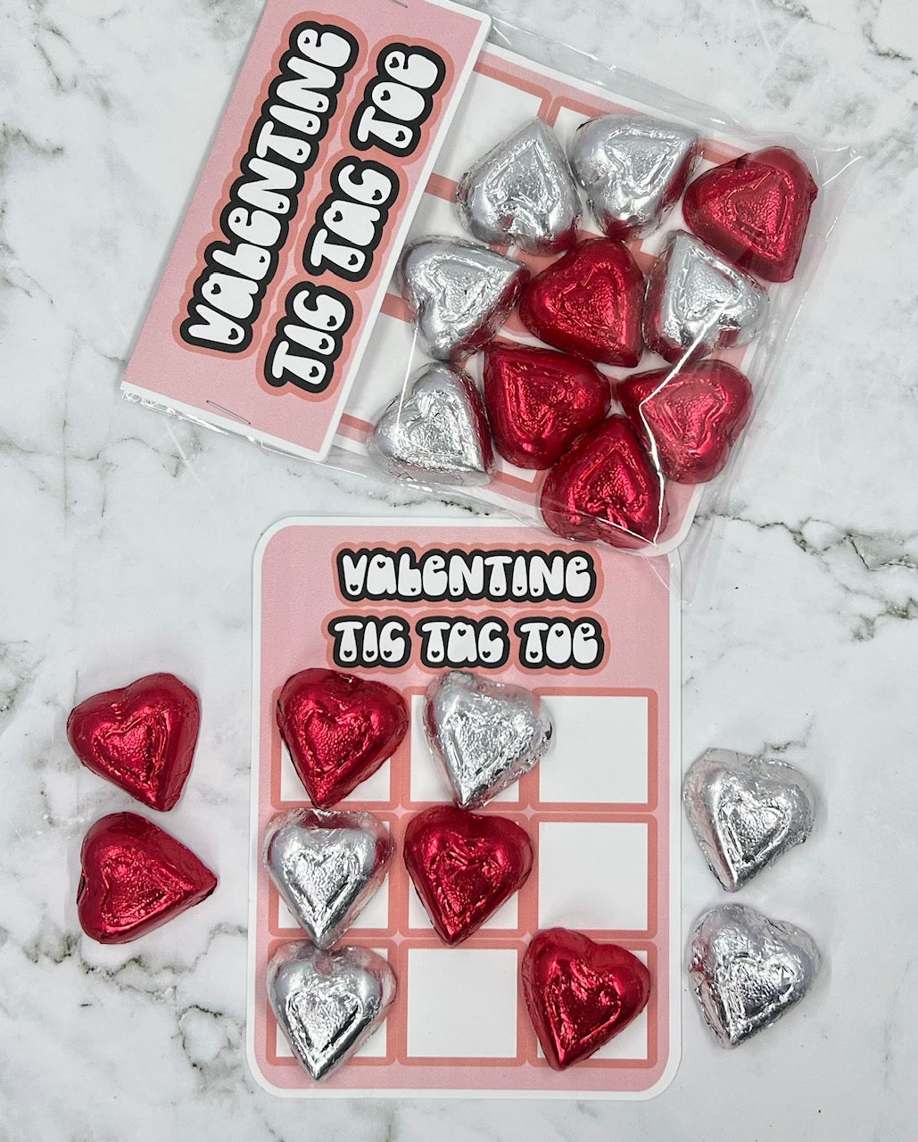 Valentine Tic Tac Toe Treat Bag | Fun Valentine’s Day Game Gift with Milk Chocolate Hearts | Perfect for Kids & Classroom Valentine Handouts