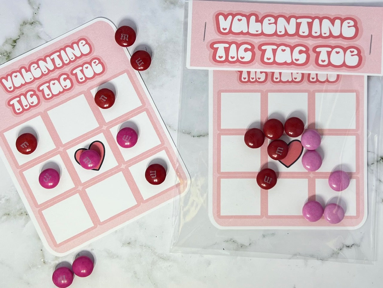 Valentine Tic Tac Toe Treat Bags | Fun Valentine's Day Gift with 4x5 inch Card and Candy Playing Pieces | Classroom Treats | Valentine Gift