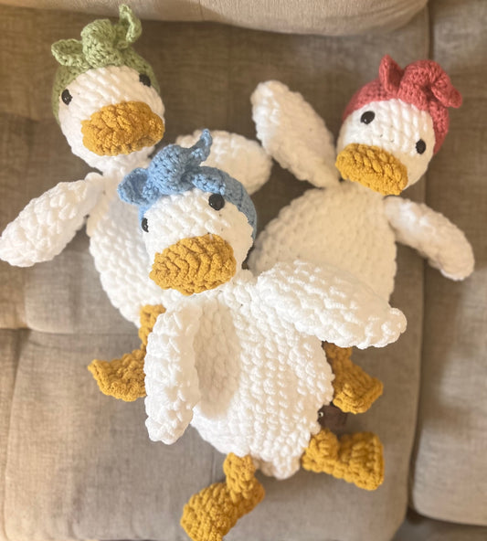 Della Duck Snuggler Lovey | Crochet Lovey | Crochet Duck | Crochet Toy Duck