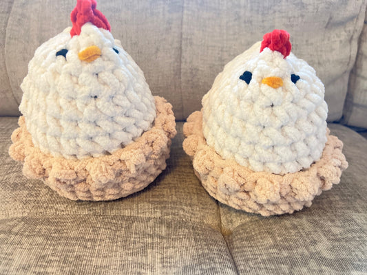 Mabel the Chicken | Handmade Crochet Plushie | Optional Nest | Soft Chunky Yarn