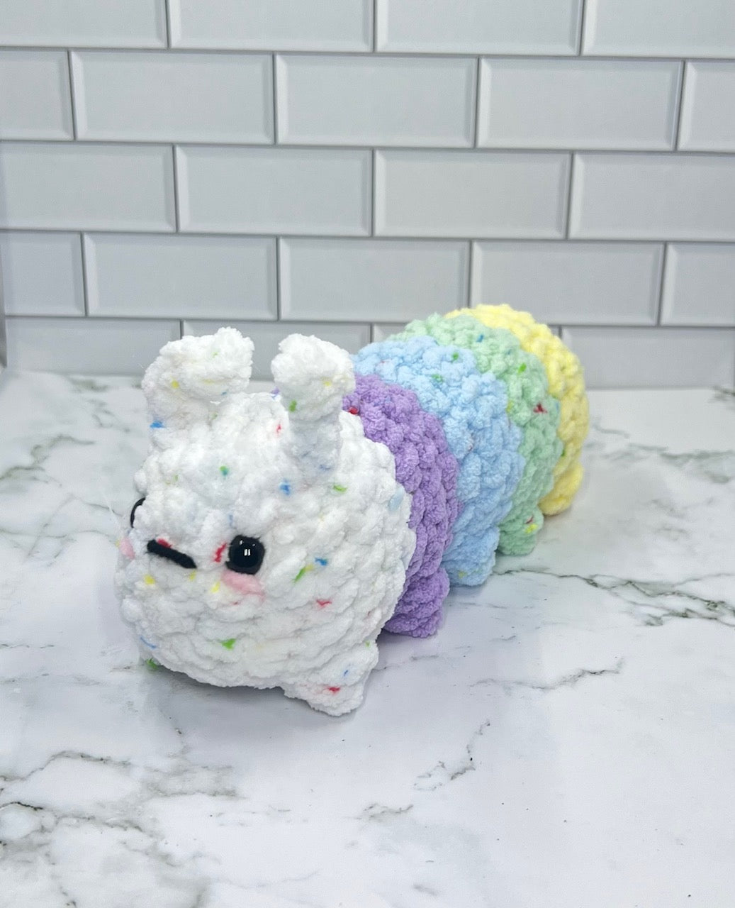 Pastel Chenille Caterpillar Plush | Soft & Cuddly Handmade Toy