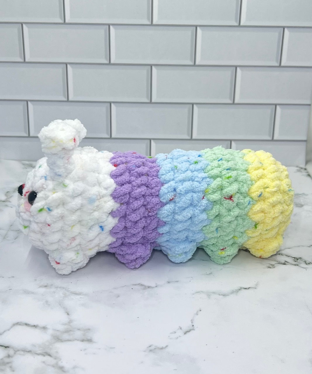 Pastel Chenille Caterpillar Plush | Soft & Cuddly Handmade Toy