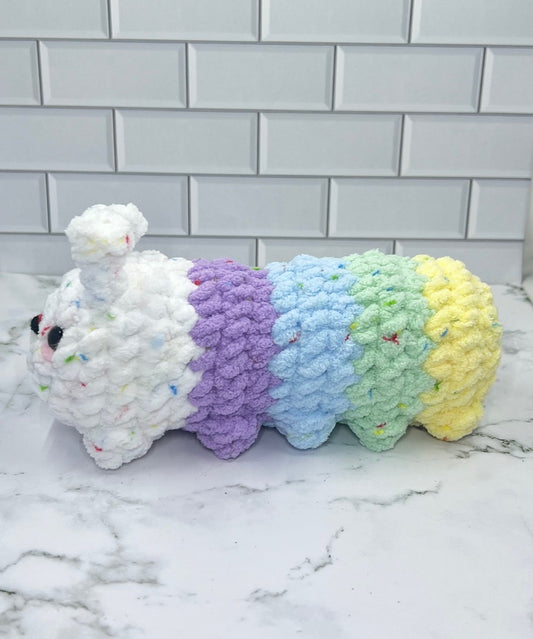 Pastel Chenille Caterpillar Plush | Soft & Cuddly Handmade Toy