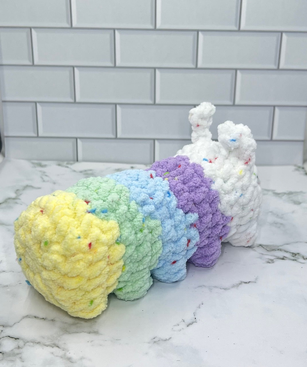 Pastel Chenille Caterpillar Plush | Soft & Cuddly Handmade Toy