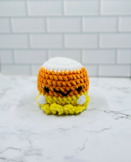 Crochet Candy Corn Ghost Plushie | Cute Halloween Amigurumi | Handmade 4x4 Inch Plush Toy