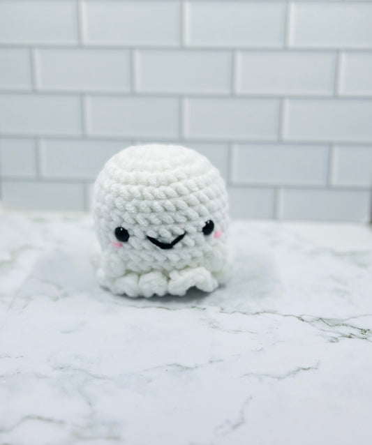 Crochet Ghost Plushie | Friendly Halloween Amigurumi | Handmade 4x4 Inch Cute Ghost Decor