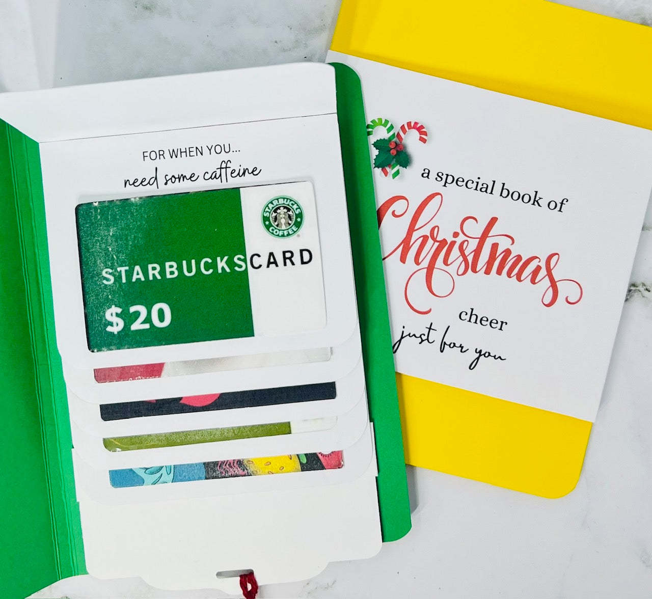 Christmas Waterfall Gift Card Booklet | Holiday Cash & Gift Card Holder | Stocking Stuffer | Holds Up to 6 Gift Cards or Cash