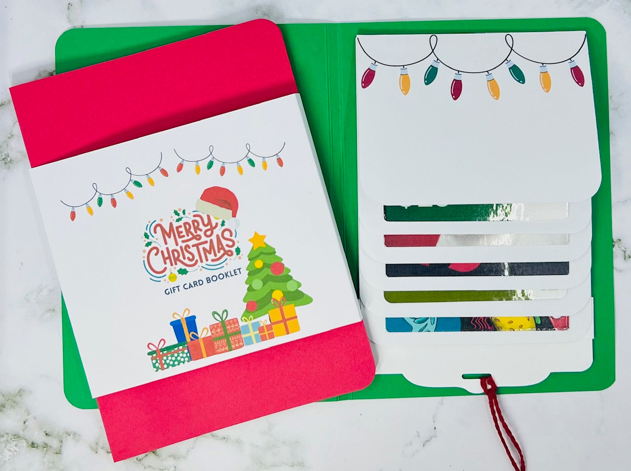 Christmas Waterfall Gift Card Booklet | Holiday Cash & Gift Card Holder | Stocking Stuffer | Holds Up to 6 Gift Cards or Cash