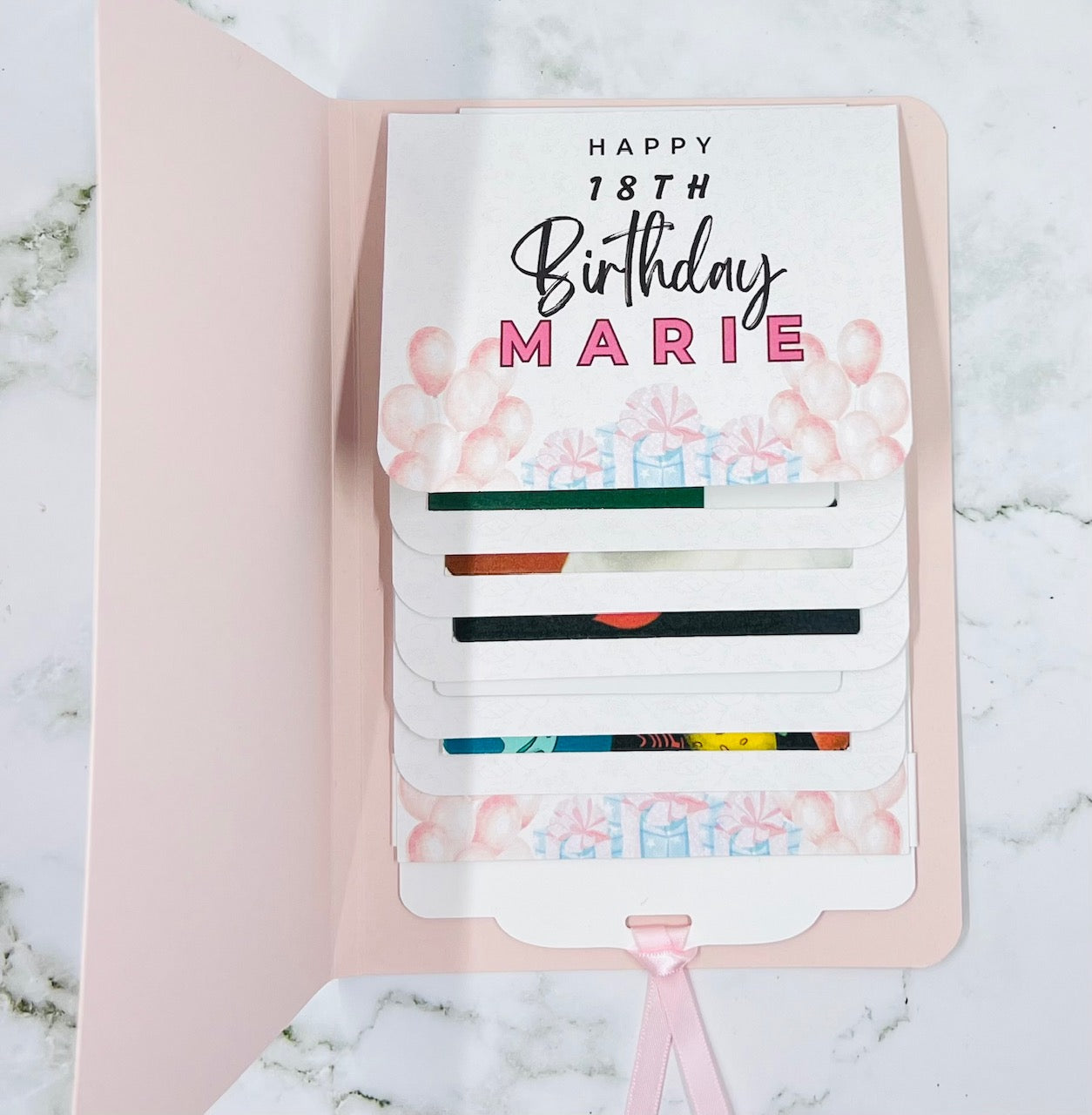 Birthday Waterfall Gift Card Booklet | Cash & Gift Card Holder | Fold-Out Birthday Card | Holds Up to 6 Gift Cards
