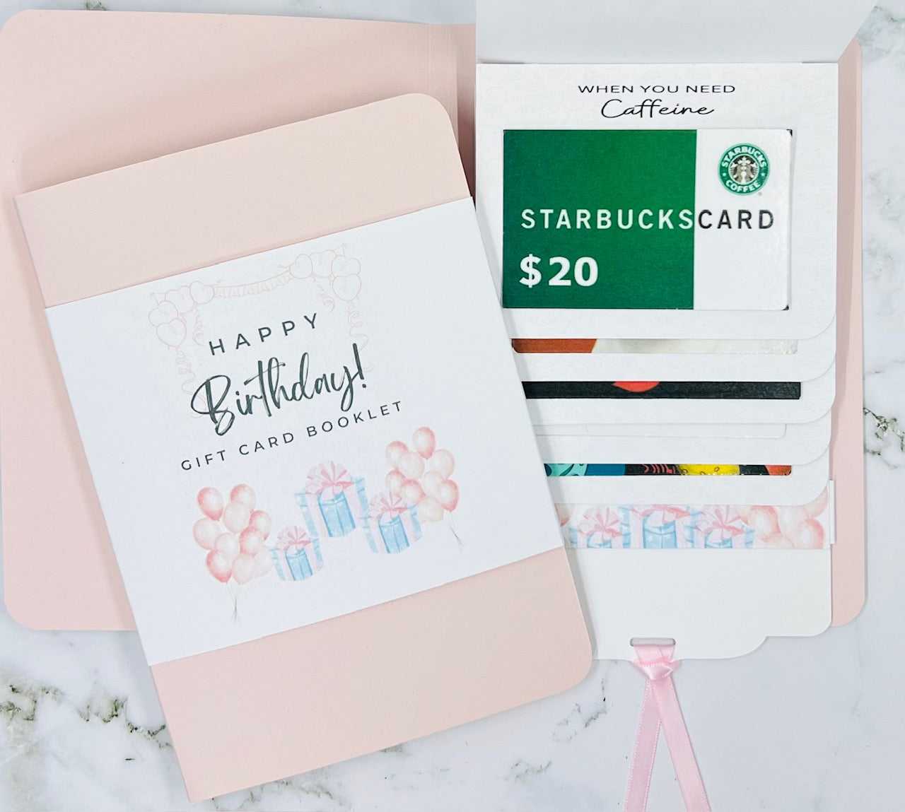 Birthday Waterfall Gift Card Booklet | Cash & Gift Card Holder | Fold-Out Birthday Card | Holds Up to 6 Gift Cards
