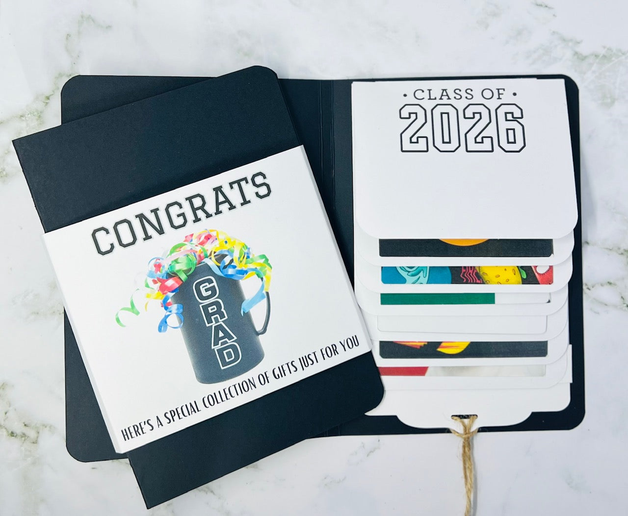 Graduation Waterfall Gift Card Booklet | Cash Money Holder | Interactive Graduation Card | Holds 6 Gift Cards