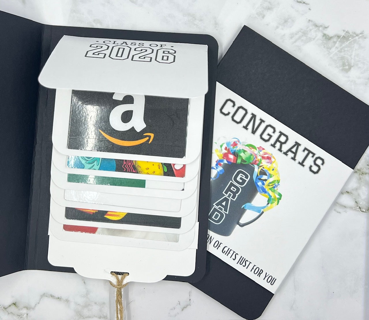 Graduation Waterfall Gift Card Booklet | Cash Money Holder | Interactive Graduation Card | Holds 6 Gift Cards