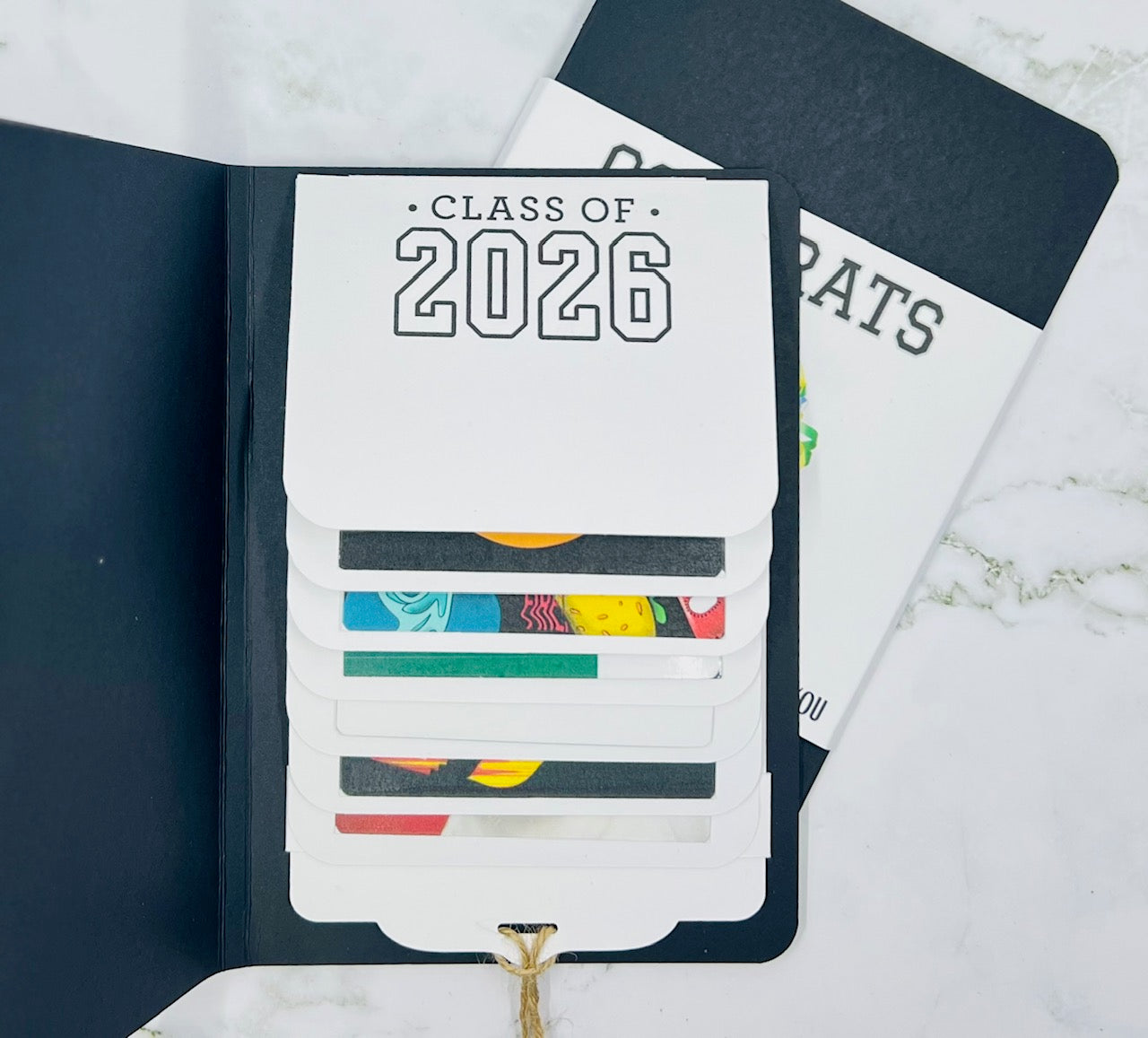Graduation Waterfall Gift Card Booklet | Cash Money Holder | Interactive Graduation Card | Holds 6 Gift Cards