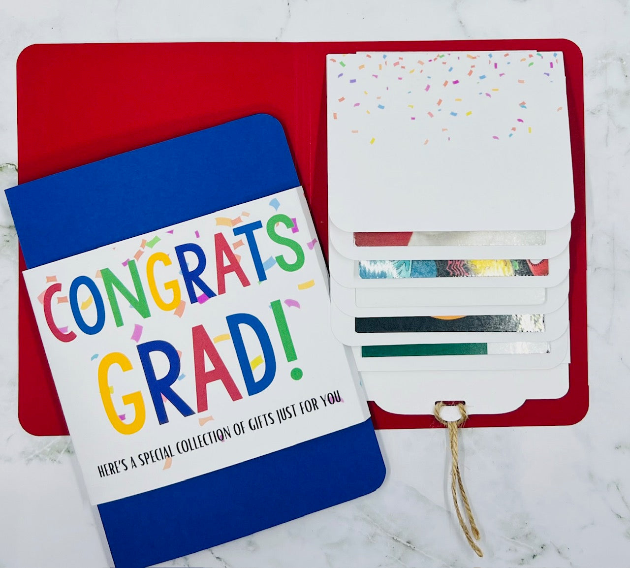 Graduation Waterfall Gift Card Booklet | Cash Money Holder | Interactive Graduation Card | Holds 6 Gift Cards