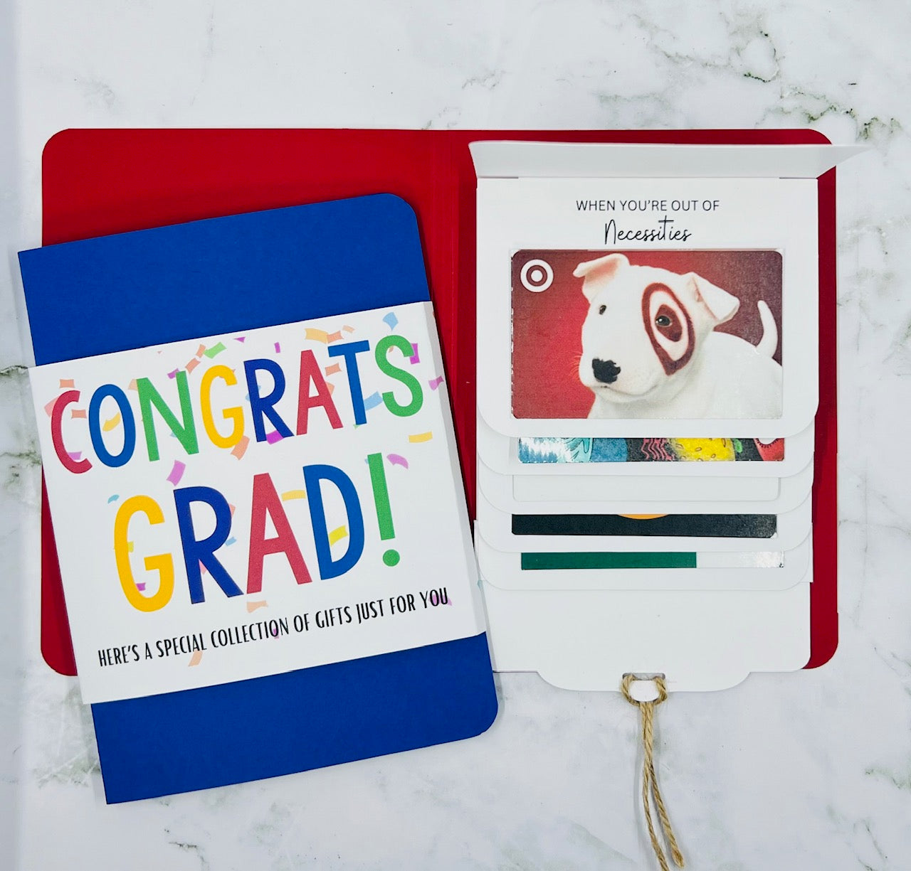 Graduation Waterfall Gift Card Booklet | Cash Money Holder | Interactive Graduation Card | Holds 6 Gift Cards