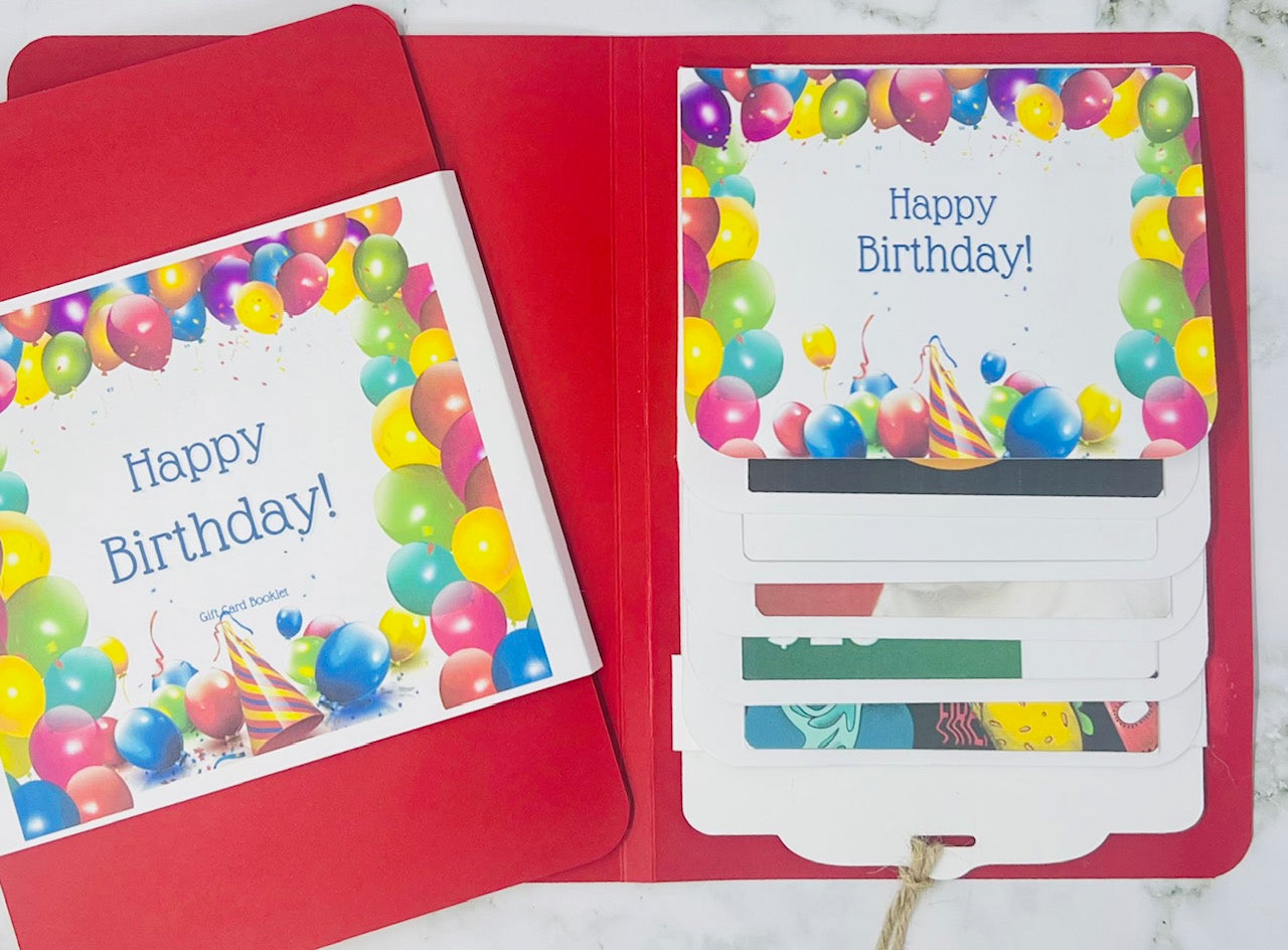 Birthday Waterfall Gift Card Booklet | Cash & Gift Card Holder | Fold-Out Birthday Card | Holds Up to 6 Gift Cards