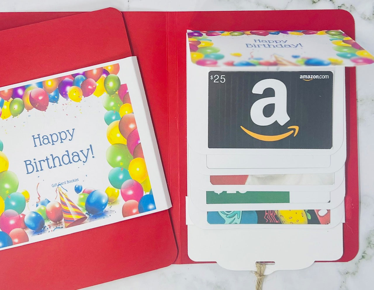 Birthday Waterfall Gift Card Booklet | Cash & Gift Card Holder | Fold-Out Birthday Card | Holds Up to 6 Gift Cards