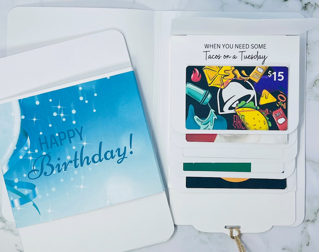 Birthday Waterfall Gift Card Booklet | Cash & Gift Card Holder | Fold-Out Birthday Card | Holds Up to 6 Gift Cards