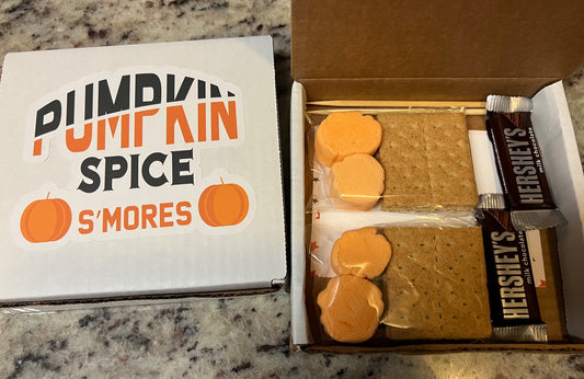 Pumpkin Spice S'mores Mini Kit Gift Box with Notecard, Autumn Party Box, Fall Party Kit, S'mores Party Favor, Smores Gift Box, Teacher Gift