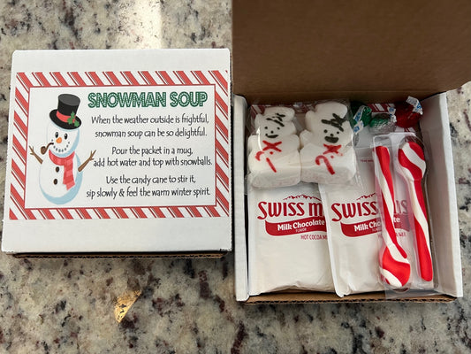 Snowman Soup Mini Kit Gift Box with Notecard | Winter Party Box | Autumn Party Kit | Hot Cocoa Party Favor | Hot Chocolate Peeps Gift Box Marshmallow